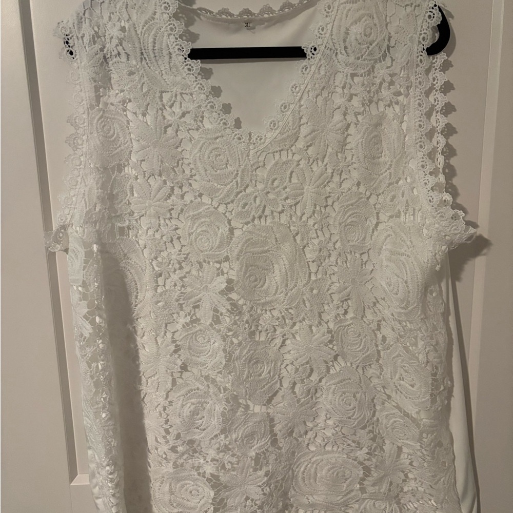 White Lace Sleeveless Top